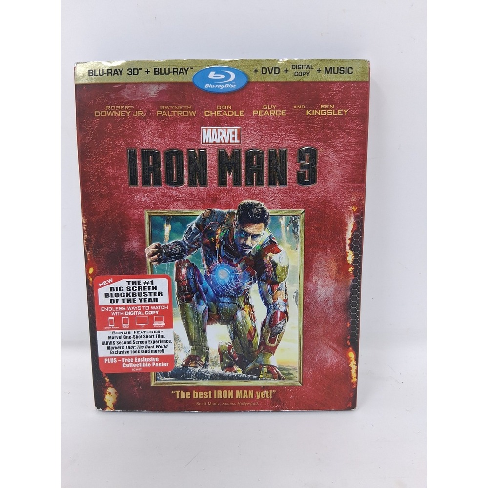 Marvel Iron Man 3 3D Blu-ray 3D + Blu-ray + DVD Digital Copy PG-13 2013